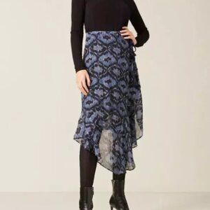 Figue women Midi Skirt 4 Wine Papas Maxime 99% Silk Sparkly Asymmetric Long $495